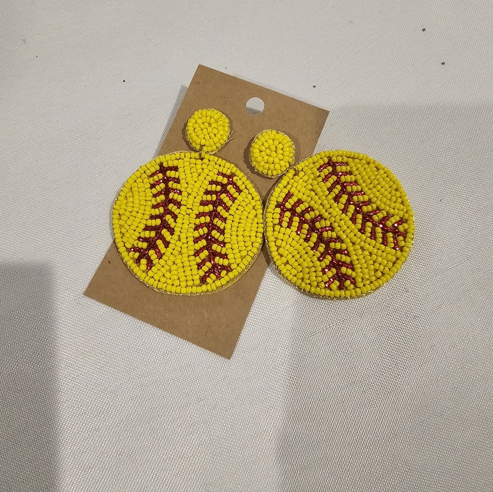 Handmade Beaded Baseball Earrings